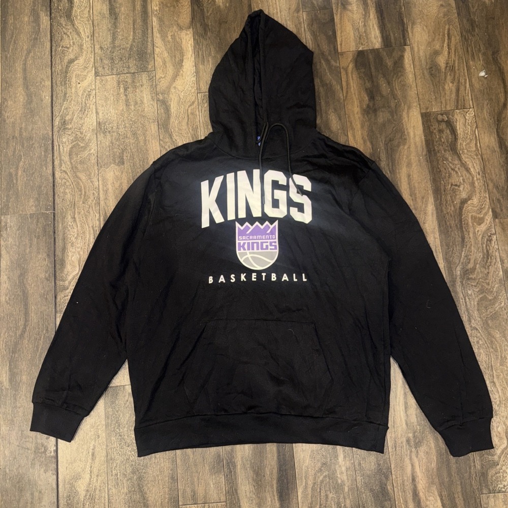Sacramento Kings Pullover Hoodie NBA Basketball Men's Size XL Black Sweatshirt